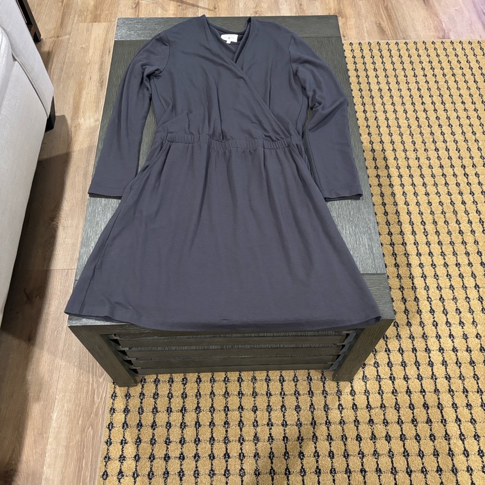 Lou & Grey | Grey Knit Surplice Elastic Waist Mini Dress Size Medium NWOT